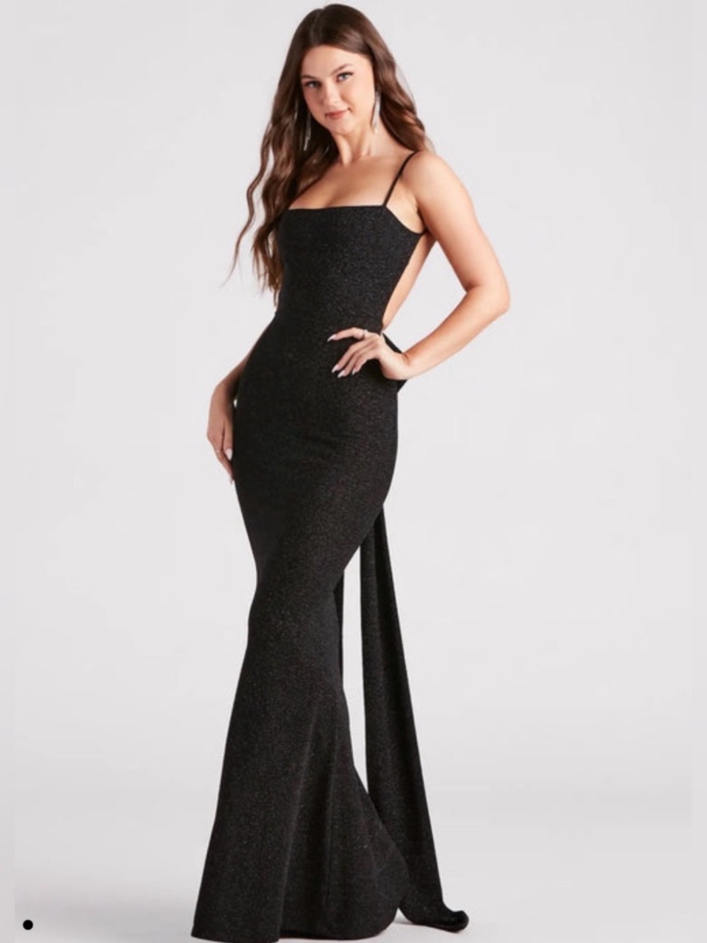 Windsor Black Sparkle Open back/Backless Formal Dress